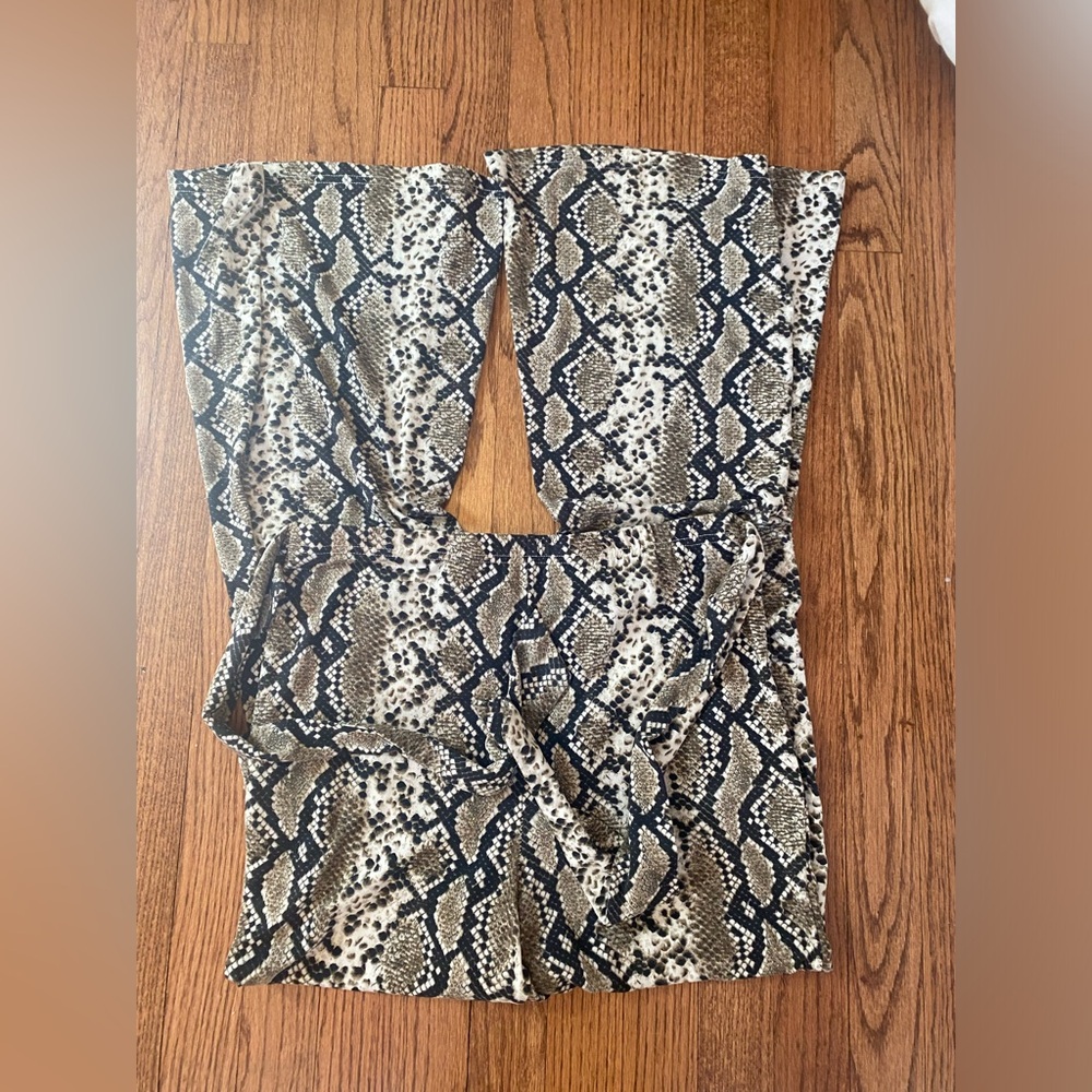 Snakeskin flare pants